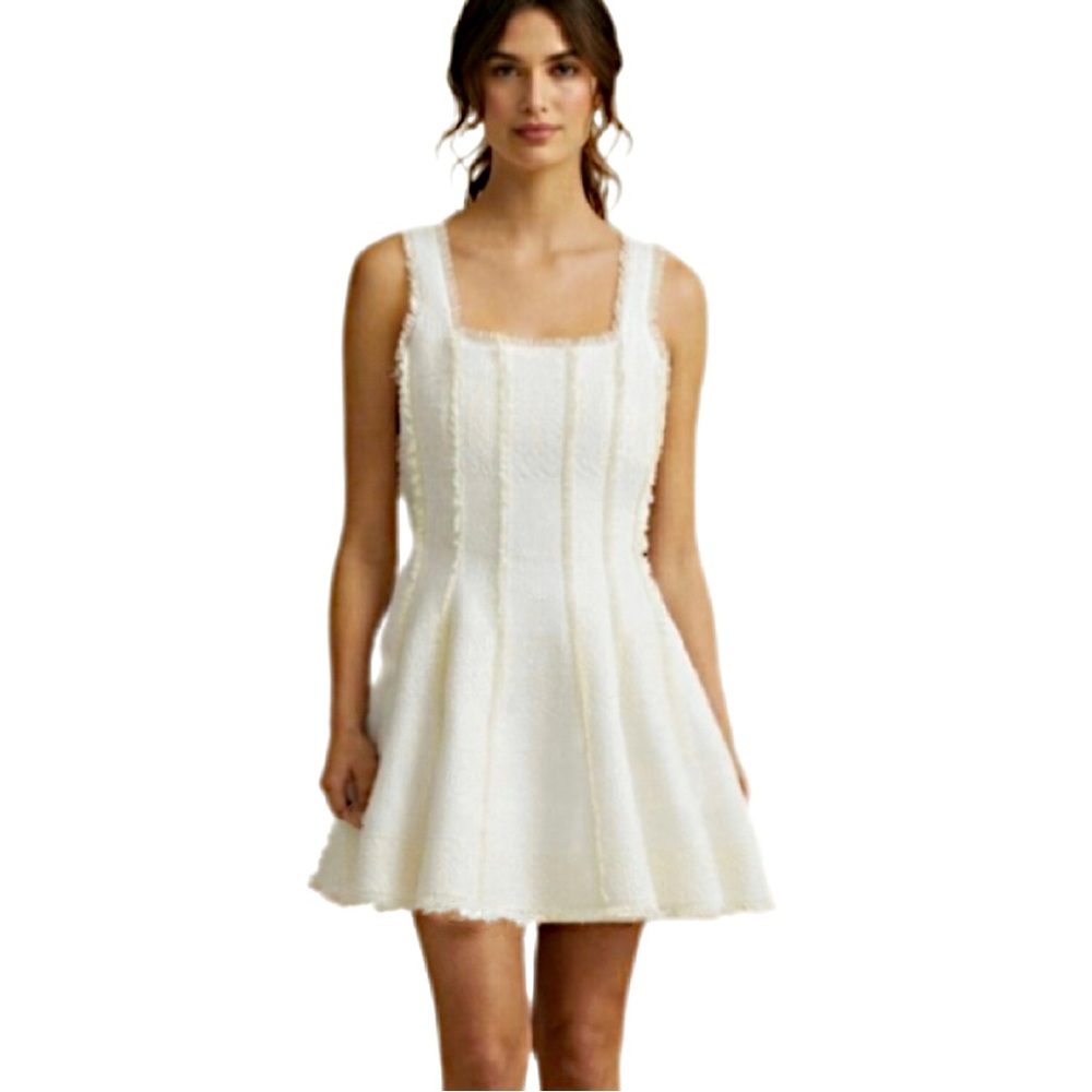 Antonio Melani Jemma Ivory Sleeveless Tweed Short Dress Size 4 Fit and Flare